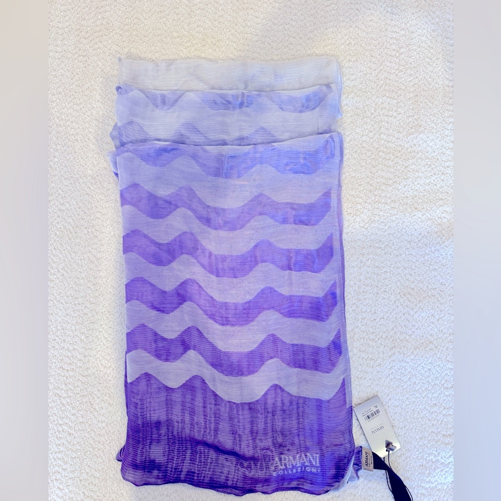 Armani Collezioni Periwinkle Silk Stole – NWT – Made in Italy – COA Included